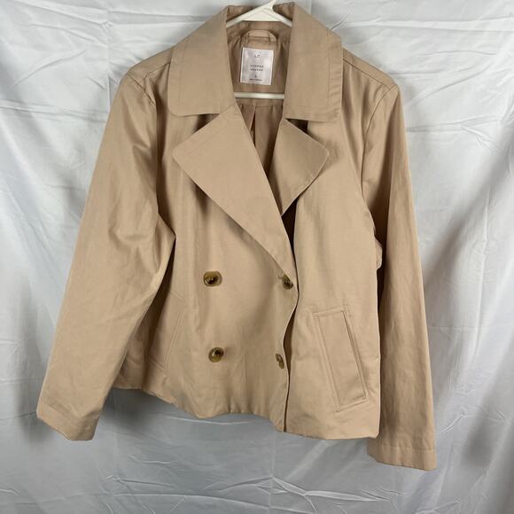 LC Lauren Conrad Double Breasted Short Trench Jacket Peach/blush Large - Picture 1 of 7